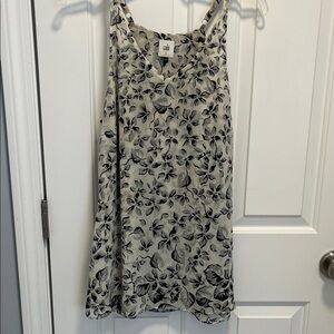 CAbi Black and Cream Floral Tunic Top